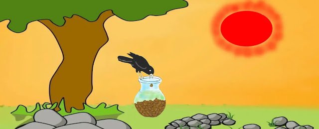 The thirsty crow: a fable story in English for kids